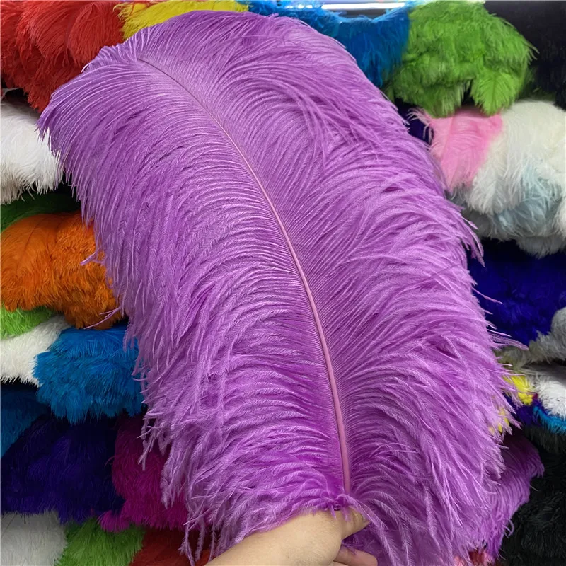 Holesale 50pcs/lot Beautiful Light Purple Ostrich Feather 35-40cm/14-16inch Craft Wedding for Celebration Dancers Plumas Plume