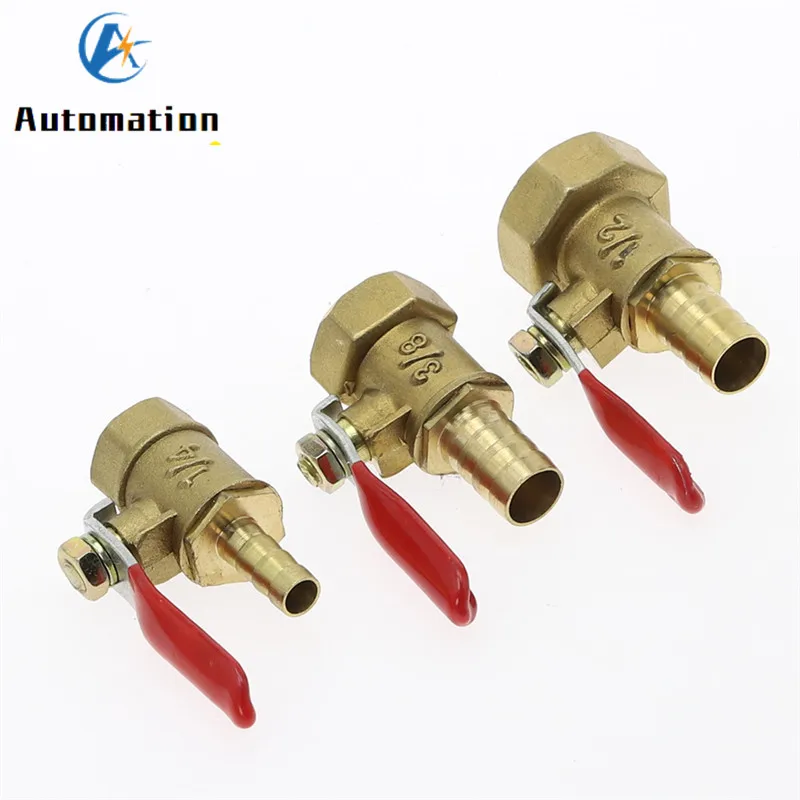 Brass Barbed ball valve 4-12 Hose Barb 1/8\'\' 1/2\'\' 1/4\'\' Female Thread Connector Joint Copper Pipe Fitting Coupler Adapter