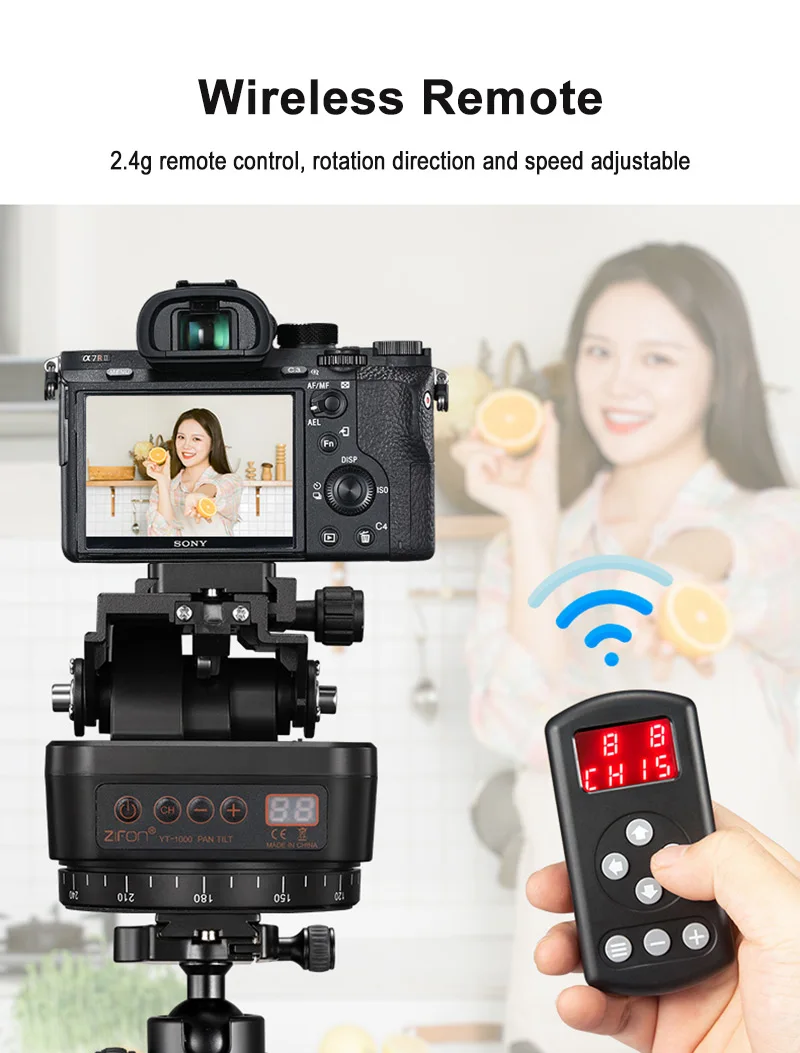 ZIFON YT-1000 Auto Motorized Pan Tilt Tripod PTZ Remote Control Rotating Video Stabilizer for Smartphone Tripod Heads Cameras
