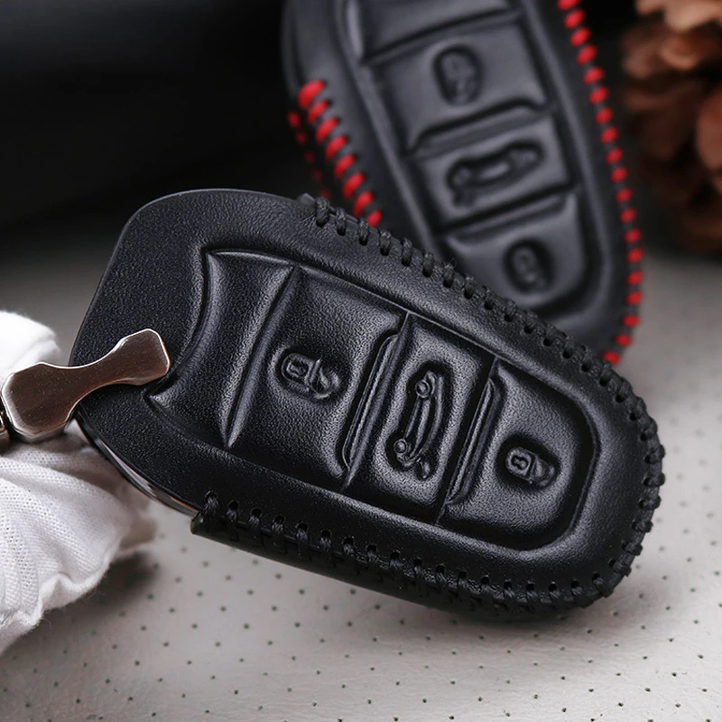 Leather Car Keyring Key Case Cover For Peugeot 301 308 sw 307 3008 107 2008 207 206 208 5008 508 407 408 2021 Key Accessories