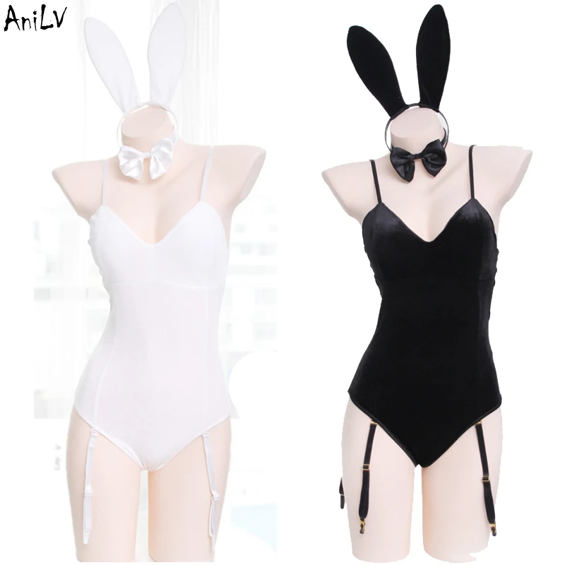 AniLV Bar Nightclub Bunny Girl Bodysuit Swimsuit Costume Beach Student Rabbit Ears one-piece Swimwear Uniform Pool Party Cosplay