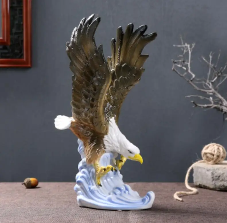 Ceramic Dapeng Spread Eagle Tabletop Decoration Lucky Feng Shui Office Crafts Decoration