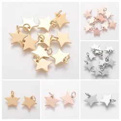 10Pcs Stainless Steel Small Star Pendant Flat Charms With Open Jump Ring For Necklace Bracelet Earring Dangle DIY Jewelry Making