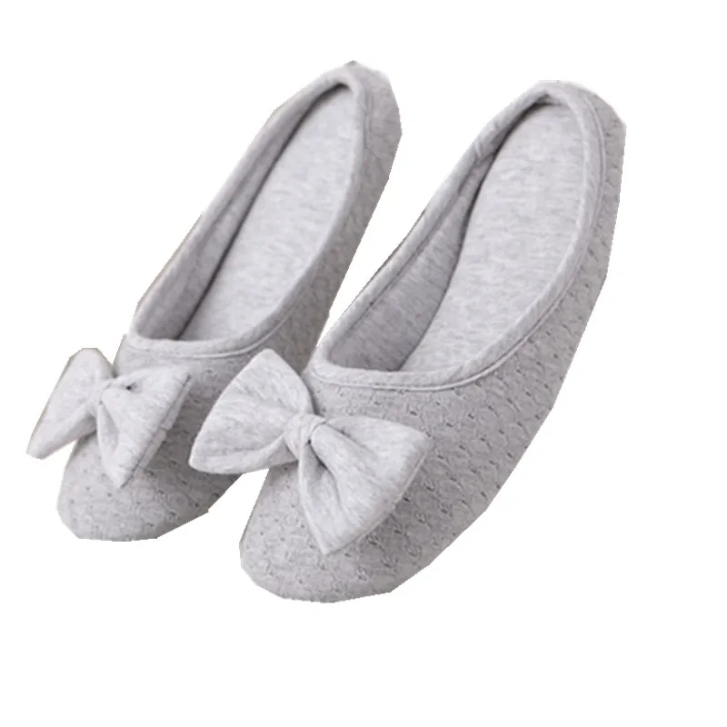 Cotton Cute Bowtie Home Women Slippers Summer Spring Indoor Shoes For Girls Ladies Female Warm House Bedroom Floor Flats