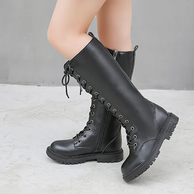 

Girls' boots 2019 autumn and winter new children's single boots fashion Korean version of tube boots girls warm two cotton shoes