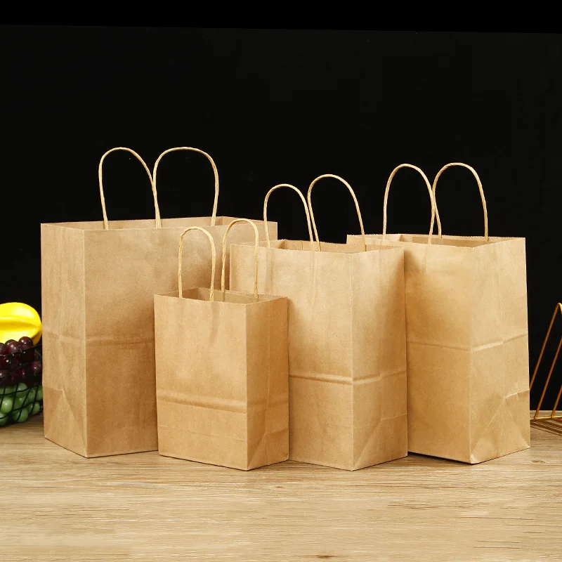 

Kraft paper bag with handle solid color gift packaging bag shop clothes wedding party supplies handbag 60pcs good for garment