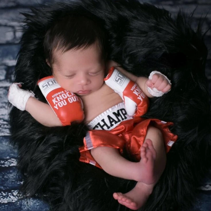 Mini Newborn Photography Props Simulation Boxing Glove Boxing Flag Gloves for Baby Photo Prop Decorated Accessories