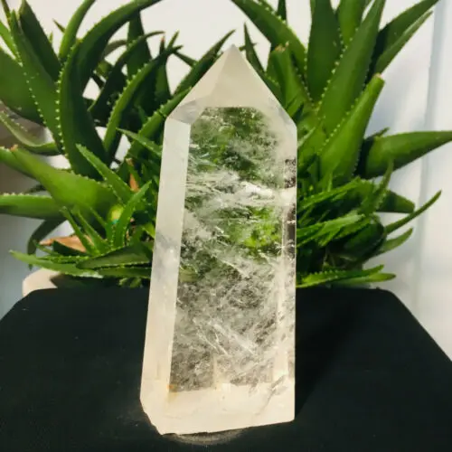 400g-1600g  Large Natural White Quartz Obelisk Crystal Healing Point Tower