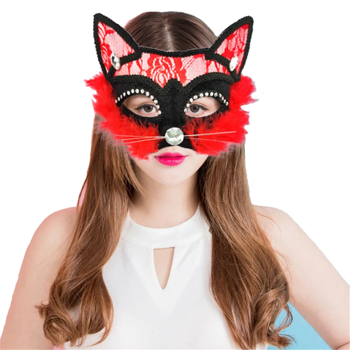 Sexy Leather Cat Mask Women Masquerade Mask Women Girls Sexy Lace Black Cat Eye Mask for Cosplay Christmas Halloween Party