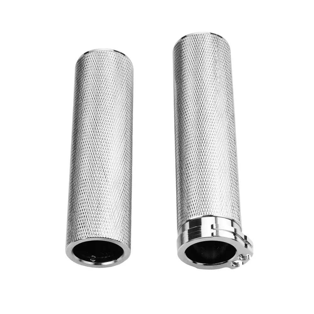 Motocycle 25mm Hand Grips All Aluminum Handlebar Grips Black Chrome For Harley Sportster XL883 XL1200 Touring Dyna Softail