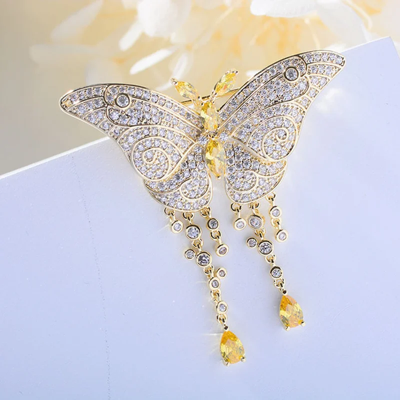 Cute Butterfly Lady Brooch  Christmas Jewelry Luxury  Zircon Brooch Lady Fashion Insect Pendant Brooch