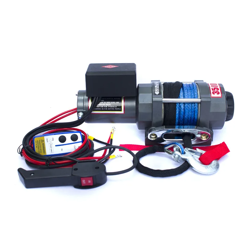 

Car electric winch 12V / 24V 3500lbs electric winch nylon rope with wireless remote control car winch