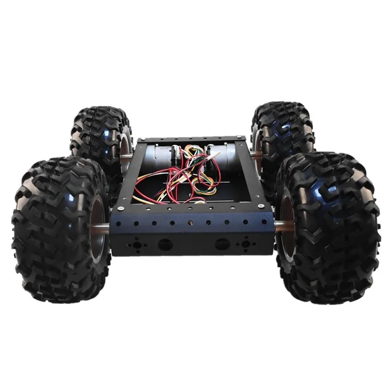 Carro robô inteligente C3 4WD com liga de alumínio, motor 4 DC 12V, roda de borracha de 130 mm, brinquedo RC DIY de alta capacidade de carga