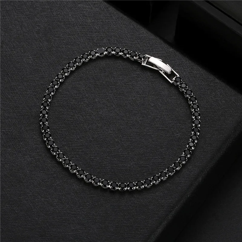 Hip Hop Bling Iced Out Zirkonia Armband Tennis Kette Armbänder Frauen Männer CZ Link Kette BFF Schmuck Weiß Schwarz pulseras