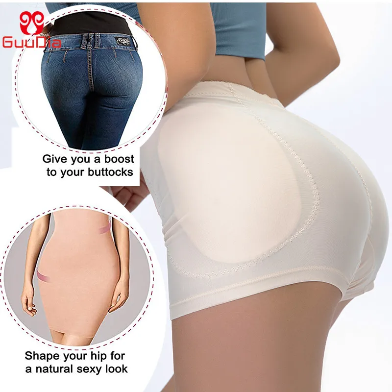 GUUDIA Removable Pads Women\'s Hip Butt Lifter Boy Shorts Sponge Padded Body Shaper Butt Hip Enhancer Control Panties Push Up