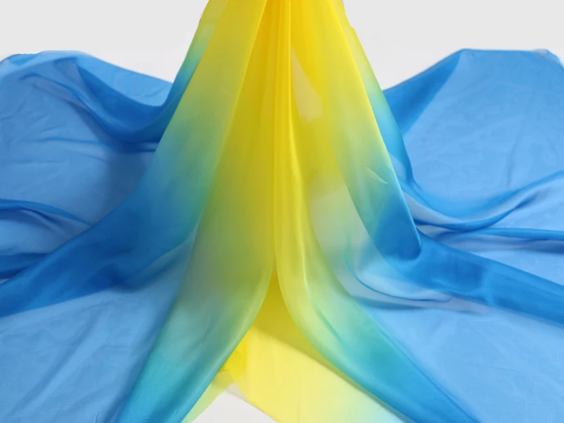 Ombre Chiffon 58'' breit nach Meter 30D Farbverlauf Chiffon transparenter Stoff Tanzschal Hochzeitsdekorationen transparent – Detail 30