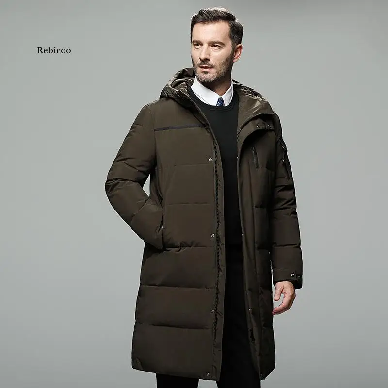 Jaquetas masculinas inverno novo masculino cor sólida negócios casual casacos com capuz engrossado quente à prova de vento roupas