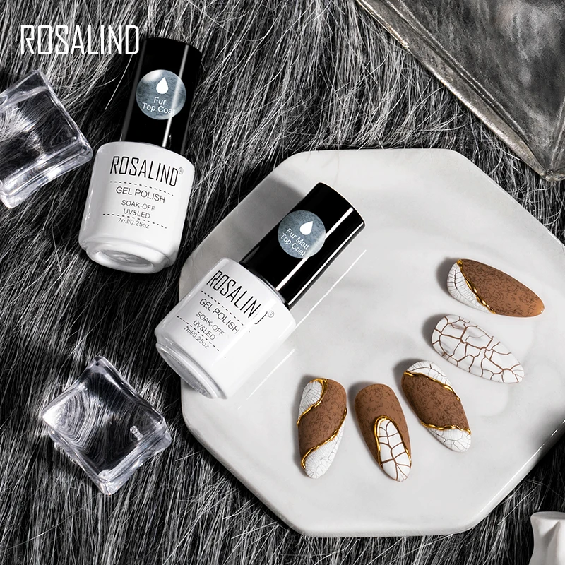 ROSALIND 7ml futro matowy Top lakier żelowy długotrwały lakier do paznokci kolor Manicure polerowanie na żel do malowania paznokci lakier zimowy