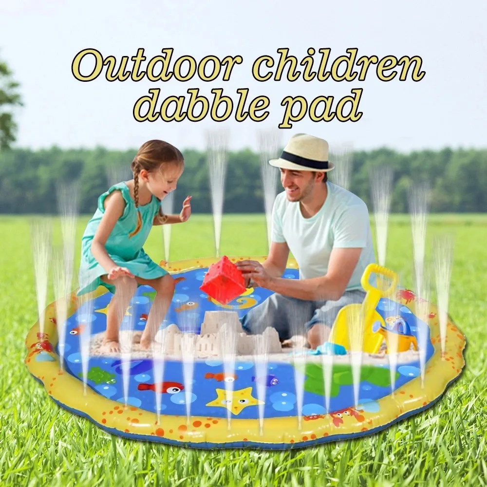 Baby Water Mat Kids Sprinkler Pad Mat Children Summer Outdoor Water Splash Play Mat Lawn Inflatable Sprinkler Cushion Toy