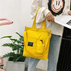 Candy Color Women's Shoulder Bag Large Capacity Canvas Handbag Girl's Small Fresh Teenager Crossbody Bag Lovely Books Tote Bags