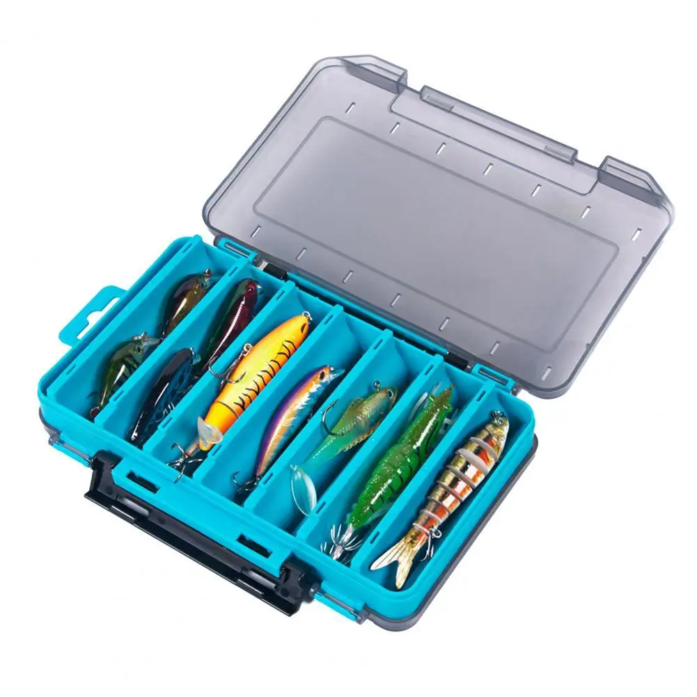 Fishing Tackle Box Multifunctional Double-sided 14 Grids Bait Box Lure Hook Storage Case Double Sided Fishing Tool Organizer