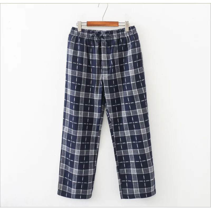 2024 Spring Autumn Men 100% Cotton Sleep Pants Male Top Quality Loungewear Trousers Men\'s Plus Size Casual Plaid Home Pants