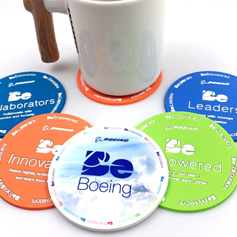 Custom Coaster Sets for Drink, Cover with Logo, PVC Soft Rubber, Heat Insulation Mats, Personalized Party Gifts