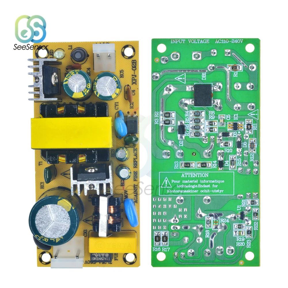 Módulo de alimentação comutada, sobretensão, sobrecarga, proteção contra curto-circuito, interruptor DIY, AC-DC, 100V-240V a 12V, 3A, 24V, 1.5A