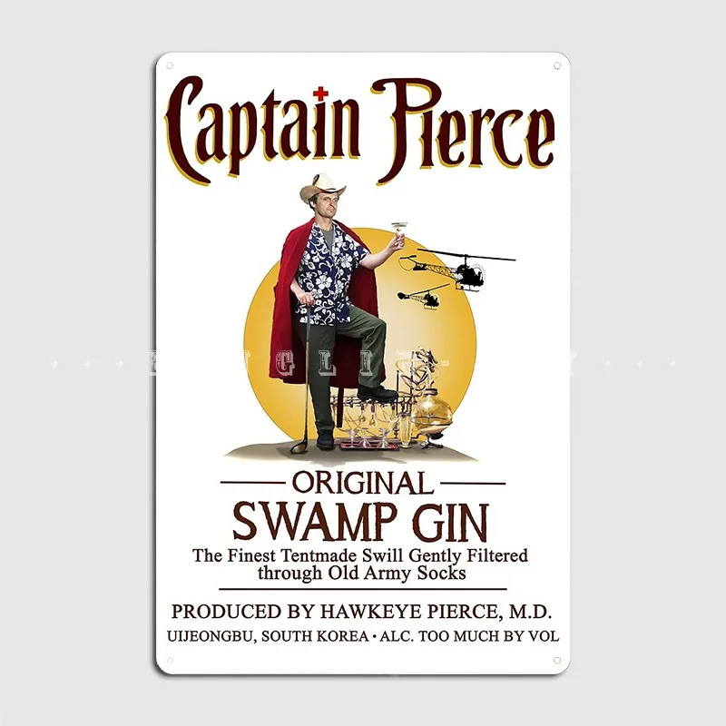 Captain Pierce Swamp Gin Metal Plaque Poster Cinema Kitchen Bar Cave Decoration Wall Decor Tin Sign Posters