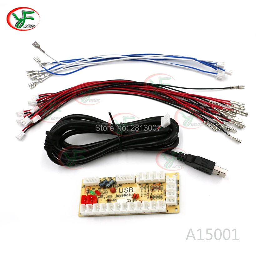 PC Zero Delay Arcade USB Encoder Board Joystick Controller With 5Pin Wires For MAME PC Fighting Game Fit Happ Buttons