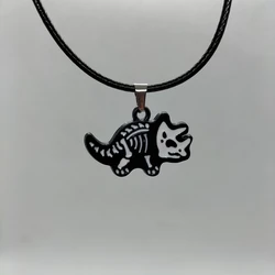 Vintage Black Dinosaur Enamal Pendant Necklace Goth Chain Cartoon Design Charm Choker Necklace for Women Kid HipHop Neck Jewelry