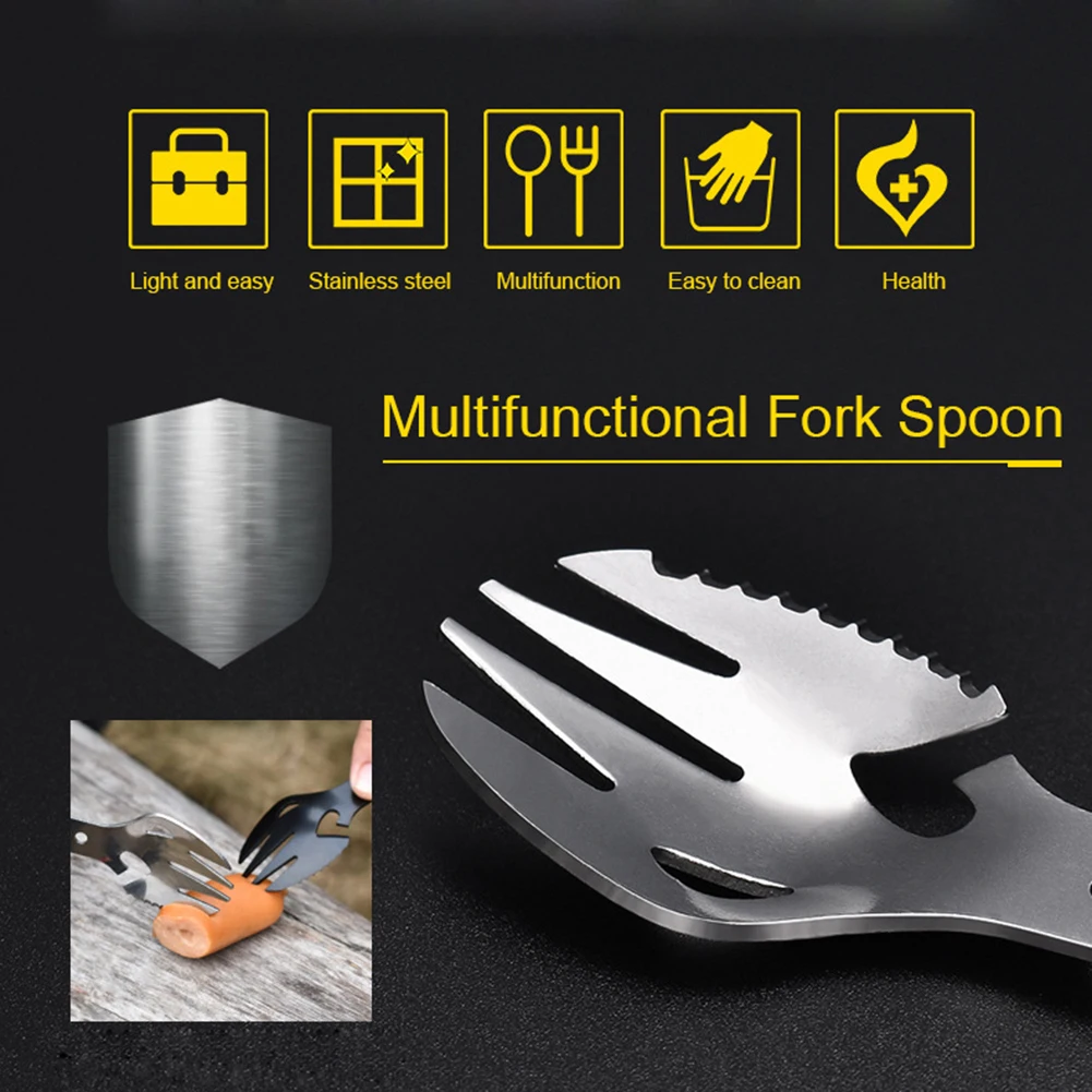 Outdoor Camping Fork Spoon Titanium Cookware Sets Camping Picnic Spoon Fork Hiking Fishing BBQ Supplies