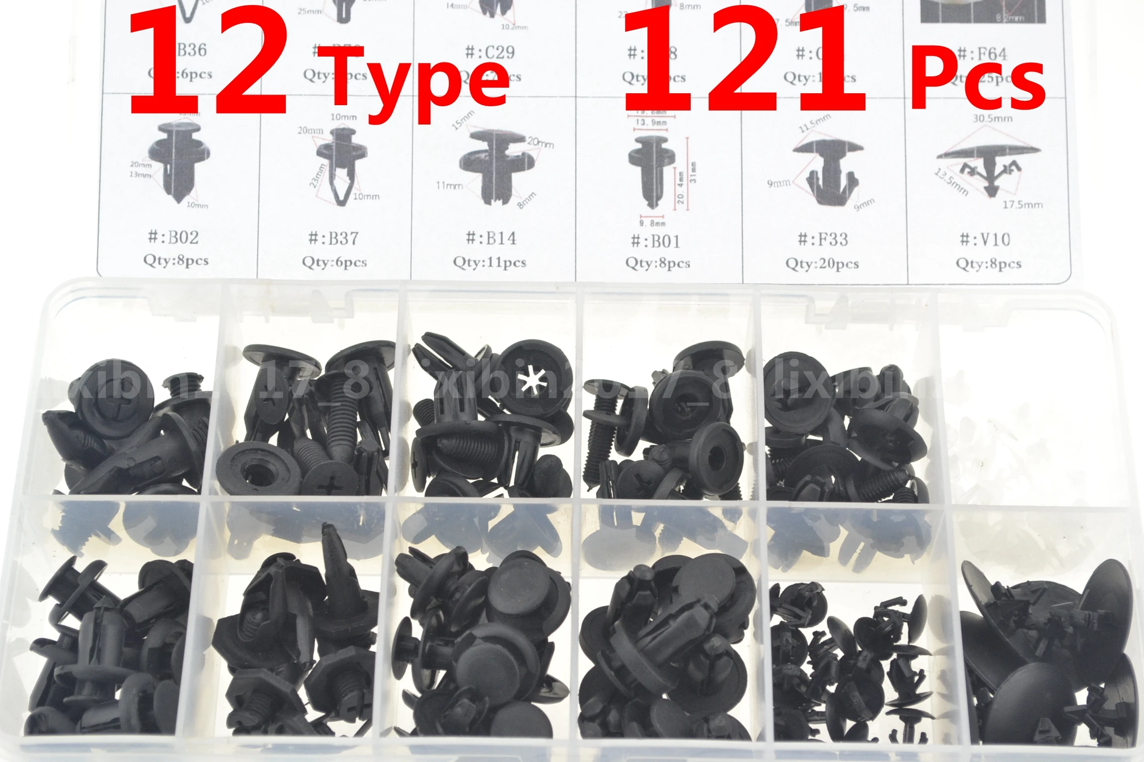 

121pcs Door Pannel Clips Fender Repair Clamp Components Nuts for Honda Acura