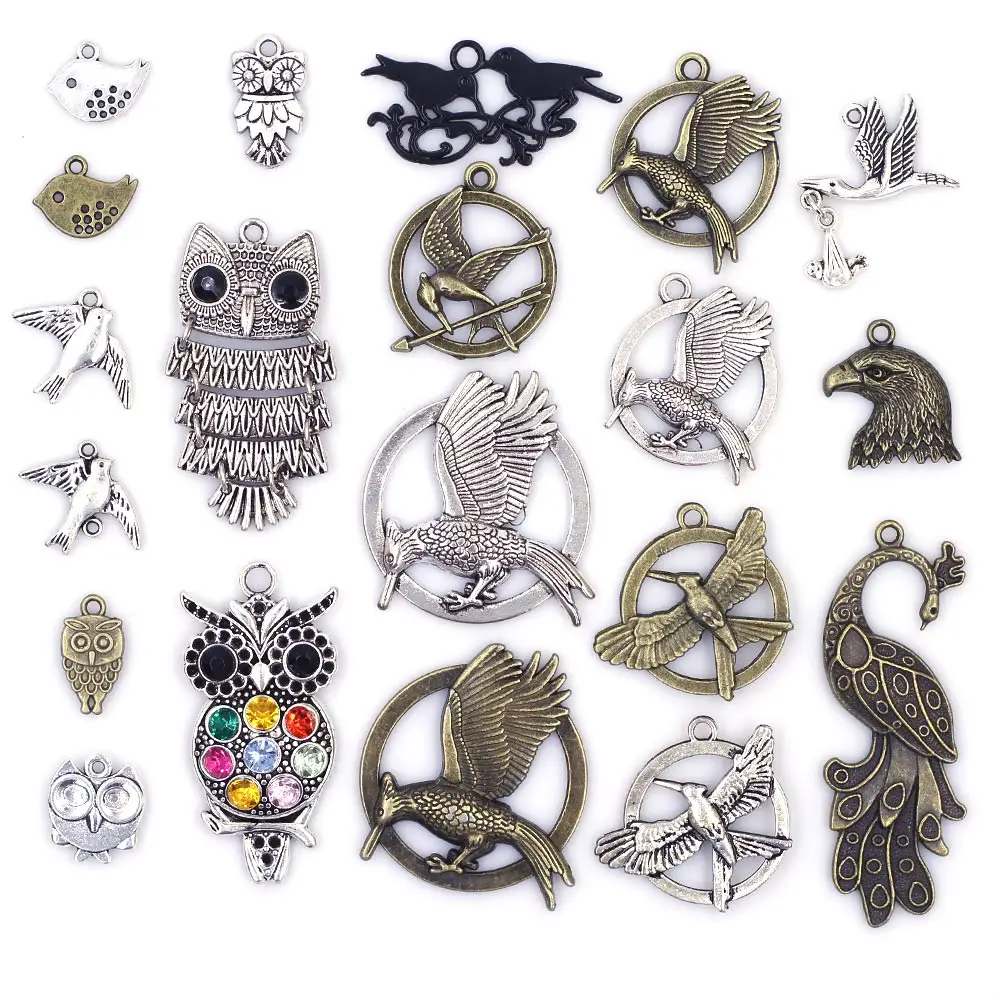 20g Pendants Owl Peacock Hawk Birds Animal For Charms Necklaces Jewelry DIY Making Findings