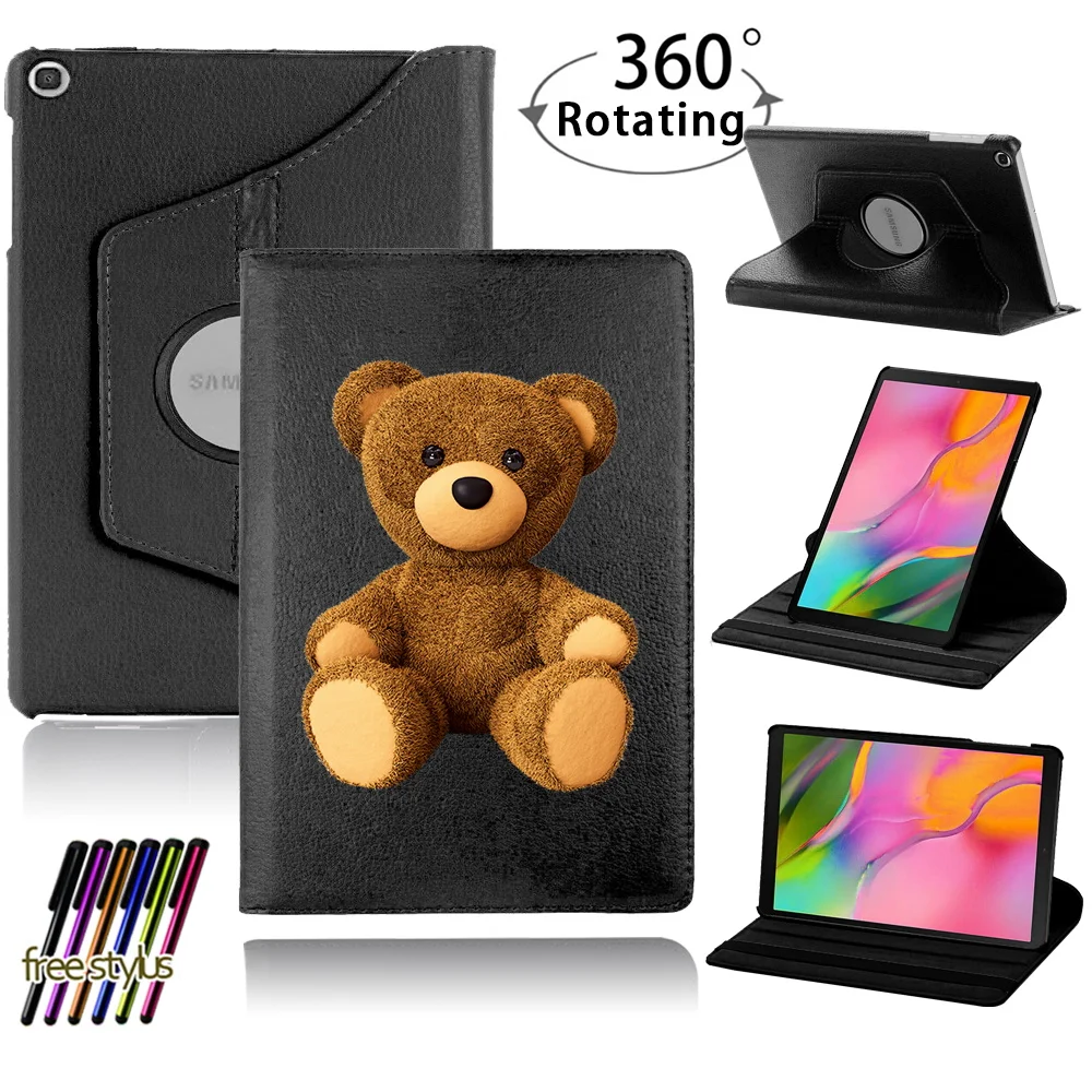 Вращающийся чехол для планшета Samsung Galaxy Tab A 10,1 дюйма, фотография 2019 дюйма, складная подставка для планшета T510 T515, милый медведь, серия, чехол