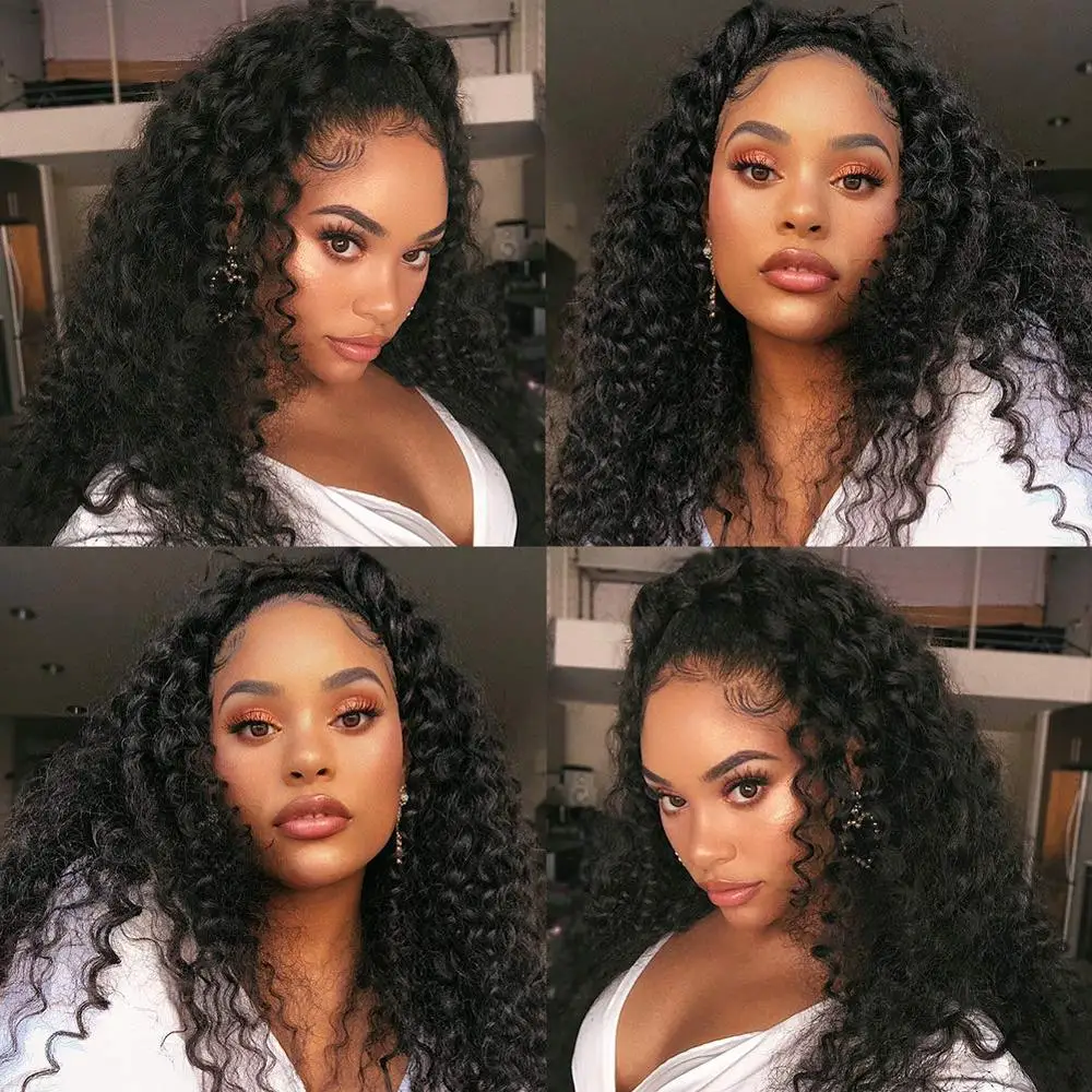 Kinky Curly Wigs Lace Front Curly Human Hair Wig Brazilian Remy Hair Lace Front Human Hair Wigs For Women Jerry Curl Wig  QUEEN