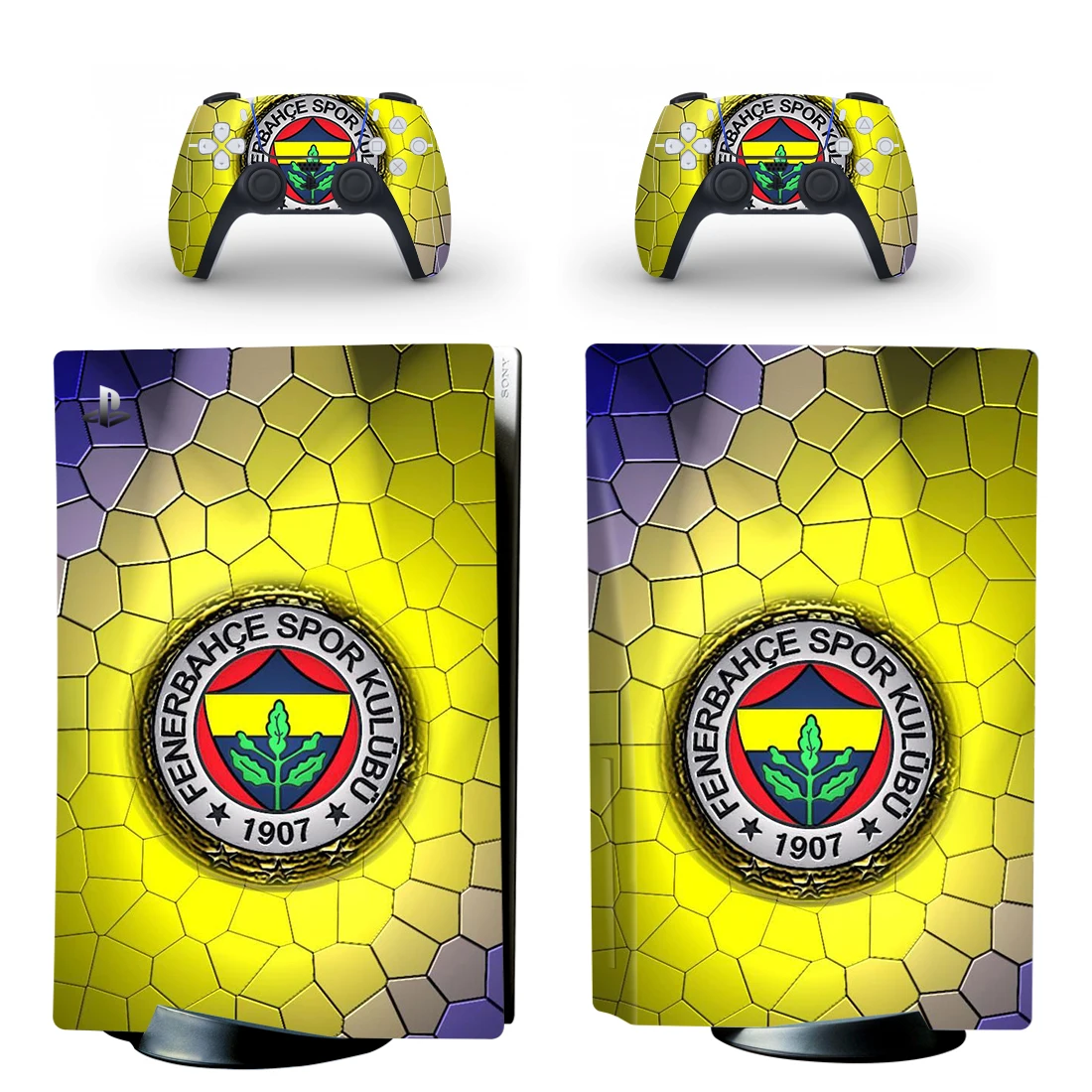 غطاء لاصق على شكل قرص قياسي من Fenerbahce PS5 لوحدة تحكم PlayStation 5 و2 وحدة تحكم PS5 Disk Skin Vinyl