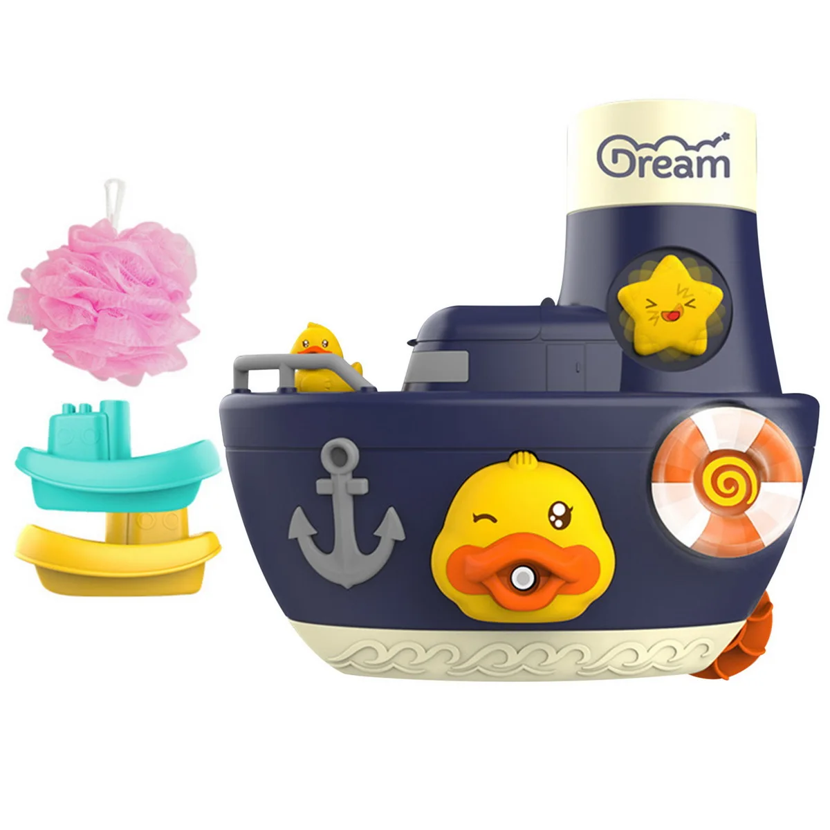 Bateau de canard de bain pour enfants, bulle de soleil, jouets de baignoire, aspiration standardisée, rotation et débit, douche d'été, cadeau de Noël pour bébé