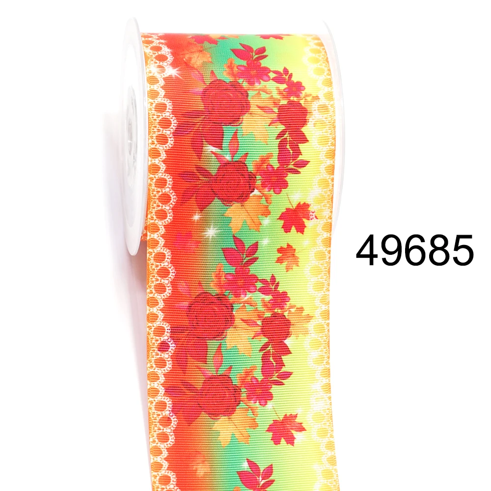 DIY Cartoon Flower Printed Grosgrain Ribbon For Craft Supplies Sewing Accessories 5 Yards. 23548