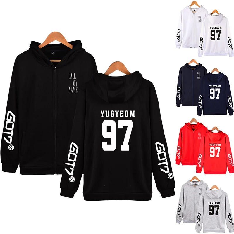 

Got7 Kpop YUGYEOM 97 Hoodie Hoody Fashion Men Women Zipper Hoodies Jackets Hood Long Sleeve Zip Up Unisex Hooded Sweatshirt Tops