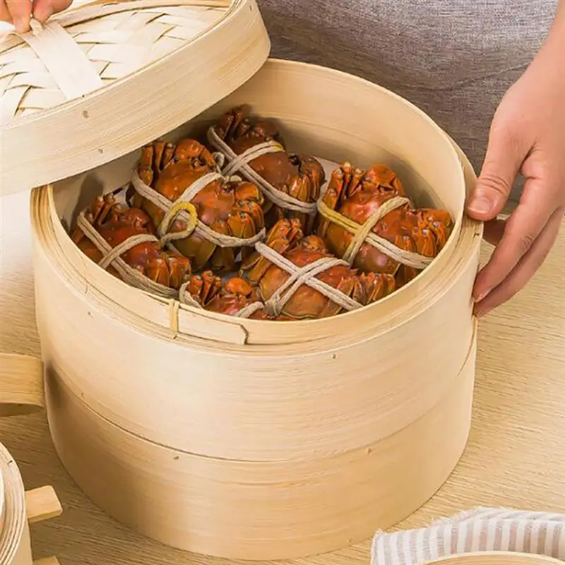 Kapmore 1pc Steamer Basket Handmade Bamboo Steamer Cooking Steamer For Dumplings Buns Meat Kitchen Cooking Tools