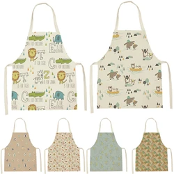 Animal Style Apron Household Cleaning Pinafore Cooking Aprons For Men Cartoon Lion Pattern Sleeveless Cotton Bib Home Custom Bib