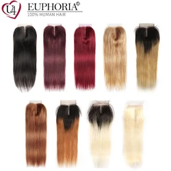 Brazilian Straight Human Hair 4x4 Lace Closure Colored 27 30 33 Free And Middle Part Lace Closure Swiss Lace Remy Hair Euphoria