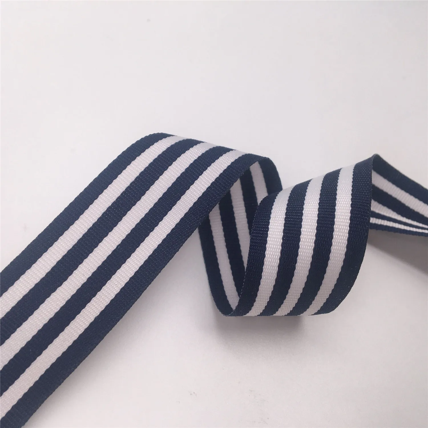 5 Yards/lot 15/25/38mm Navy Blue Stripe Printed Grosgrain Ribbons Handmade Hair Bows for Decoration Gift Wrapping DIY Holiday