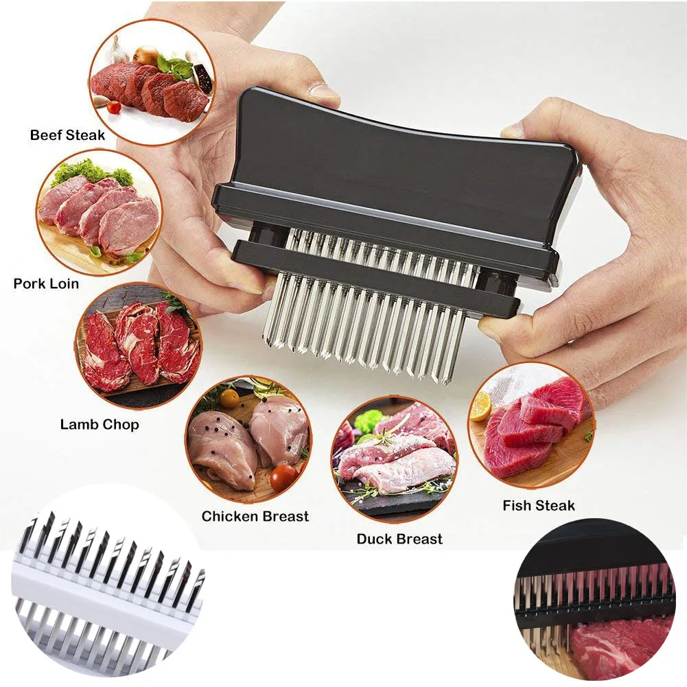 1Pcs 48 Blades Needle Meat Tenderizer Stainless Steel Knife Meat Beaf Steak Mallet Meat Tenderizer Hammer Pounder Cooking Tools