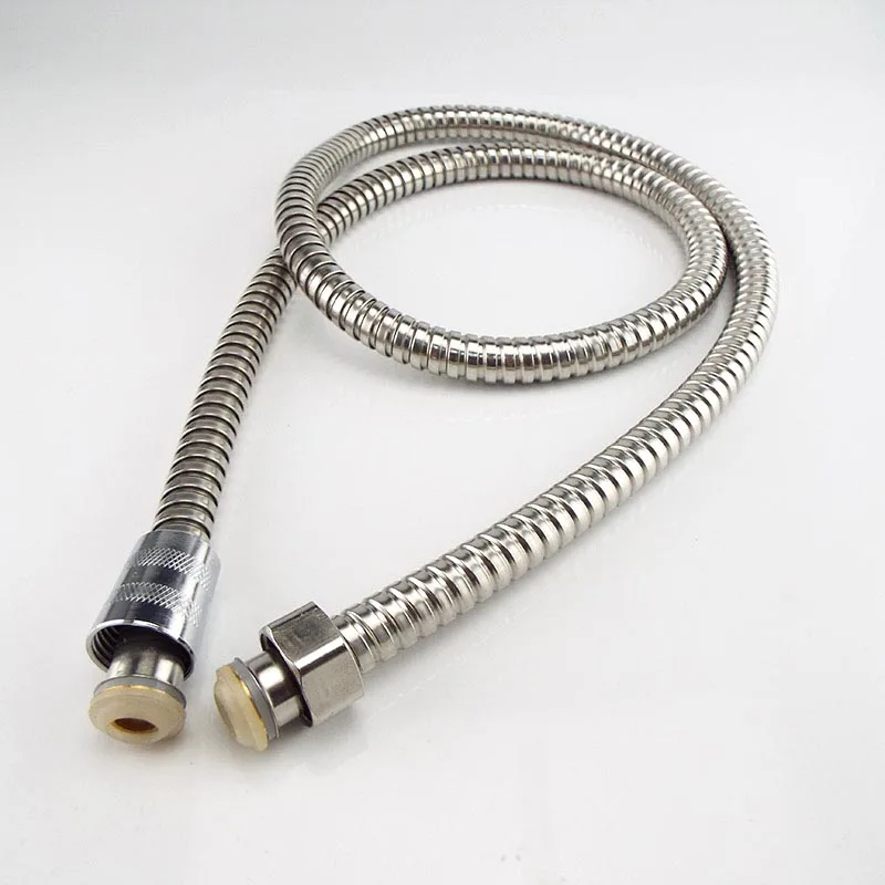 Mangueira de chuveiro de aço inoxidável, Conector de tubulação de água, Tubo longo para banheiro doméstico, Extensão, Tubo encanado, Puxando, 1.5 m,