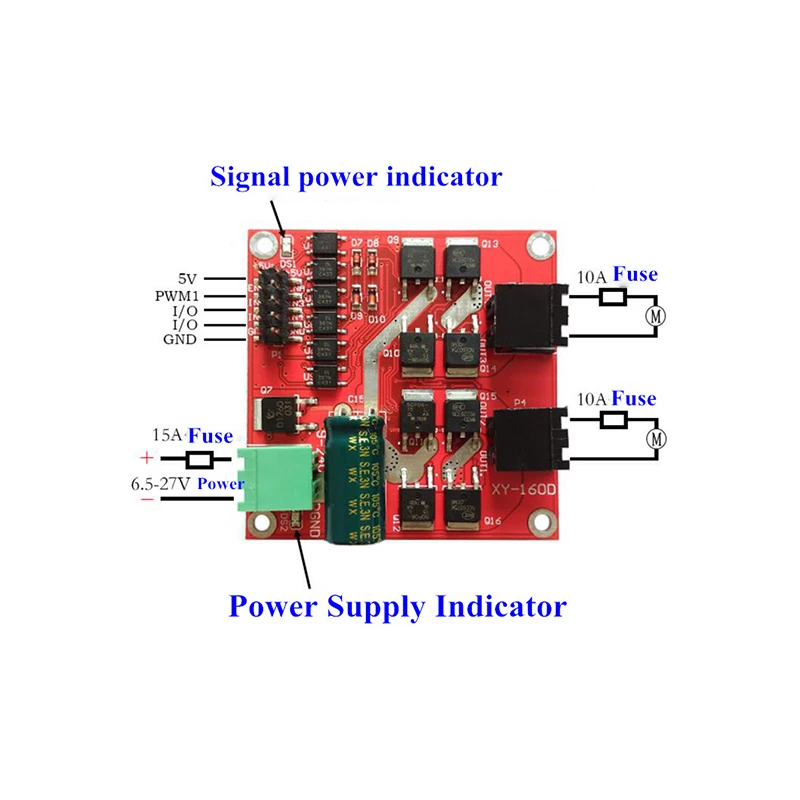 160W 7A 12V 24V Dual Channel DC Motor Driver Module H-bridge L298 Logic Control Signal Optocoupler PWM Drive Reversing Braking