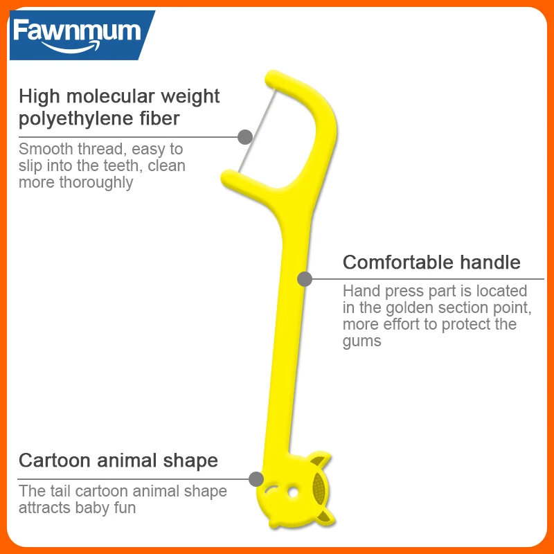 Fawnmum-hilo Dental desechable para niños, palillos de dientes, herramienta de odontología, higiene bucal, 40 unids/caja