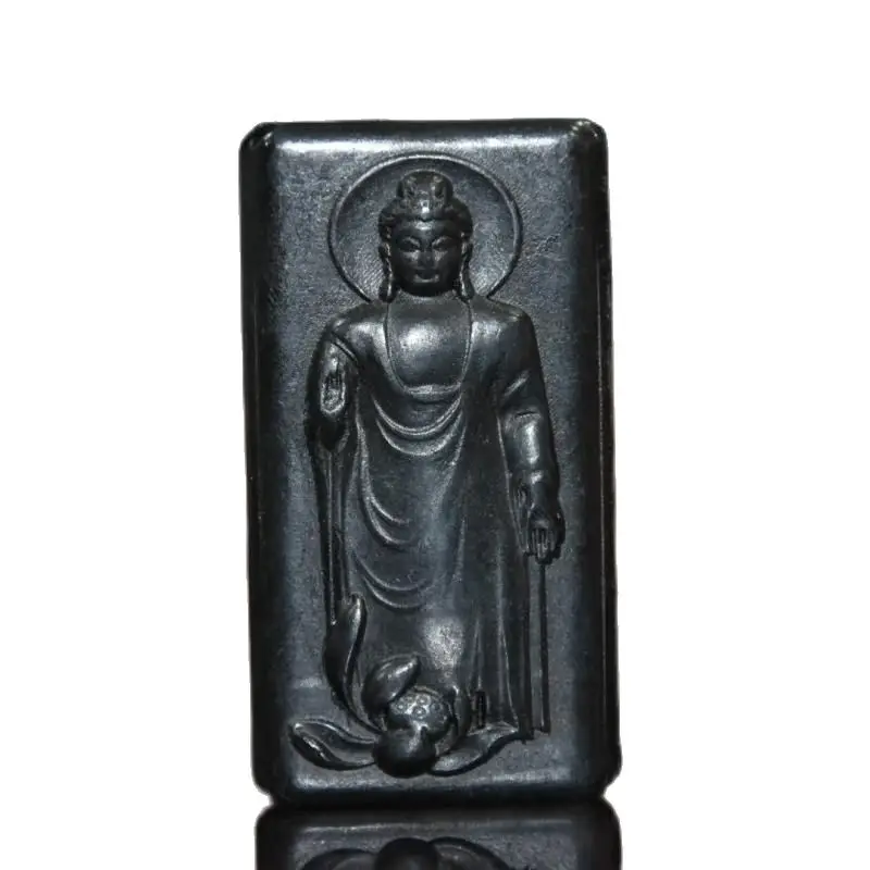 

China Tibet Hongshan Culture Antique Natural Meteorite Carved Buddhism Patron Saint Big Day Tathagata Statue Decoration Pendant