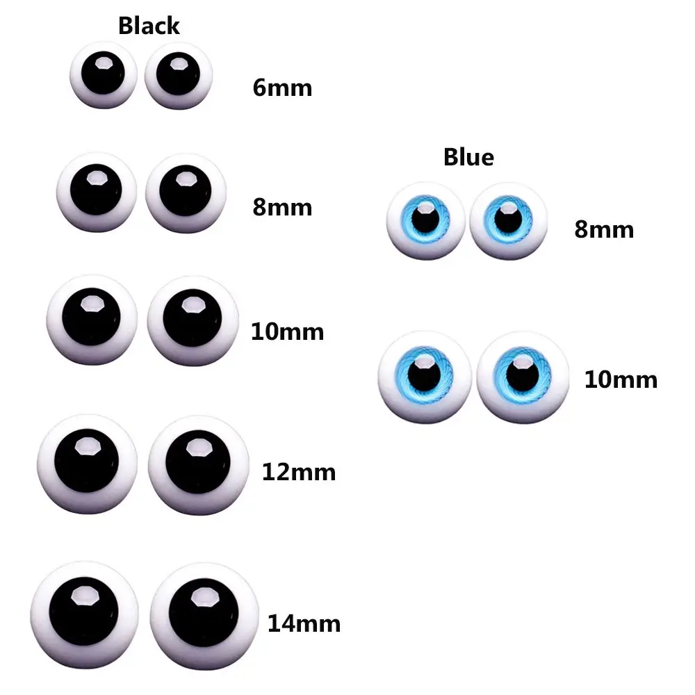 1Pair 6/8/10/12/14 mm Glass Eyes Eyeball For BJD Doll Blue Black Safety Animal Toy Eyes DIY Doll Making Crafts Toy Accessories